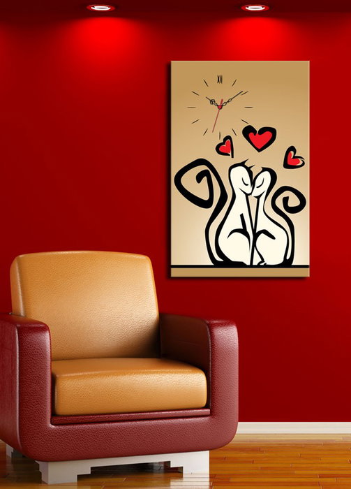 Wallity Reloj de Pared Decorativo de Lienzo 5070CS-43 45x70 cm Lienzo de Ante con Marco de Madera Elegante y Duradero